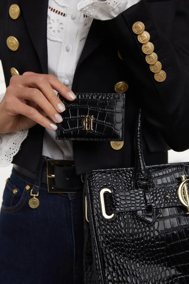 Holland Cooper Small Leather Goods MenWomen Chelsea Card Holder Black Croc Holland Cooper Small Leather Goods MenWomen Chelsea Card Holder Black Croc