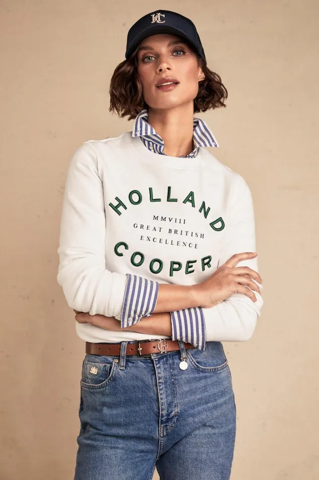 Holland Cooper Sweatshirts Women Varsity Crew White