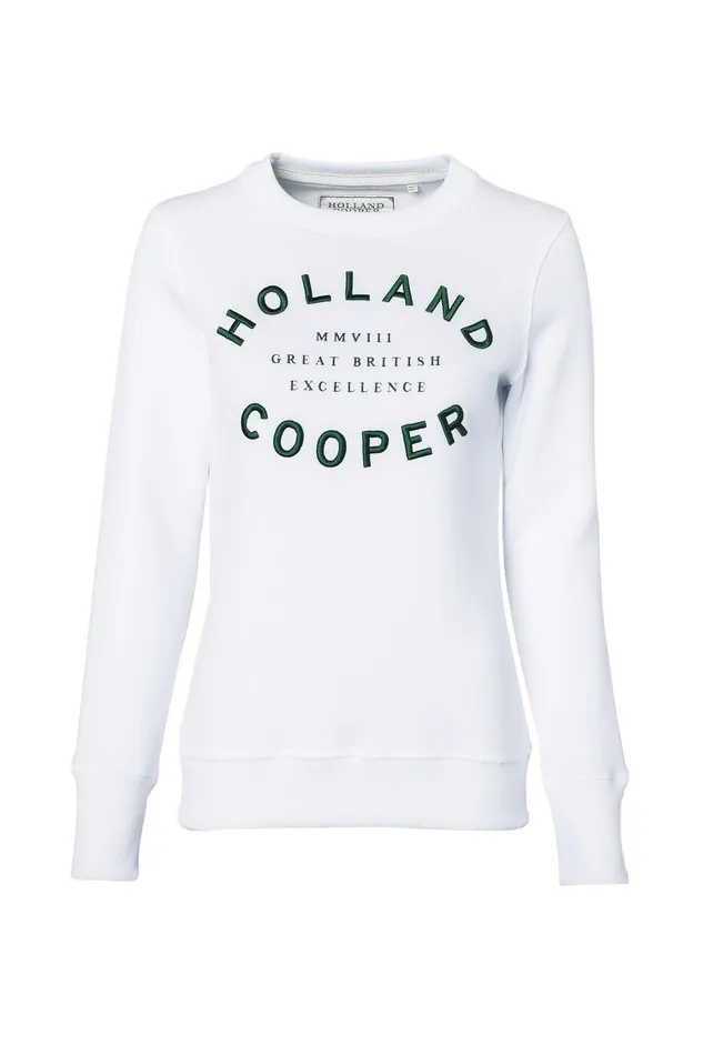Holland Cooper Sweatshirts Women Varsity Crew White Holland Cooper Sweatshirts Women Varsity Crew White