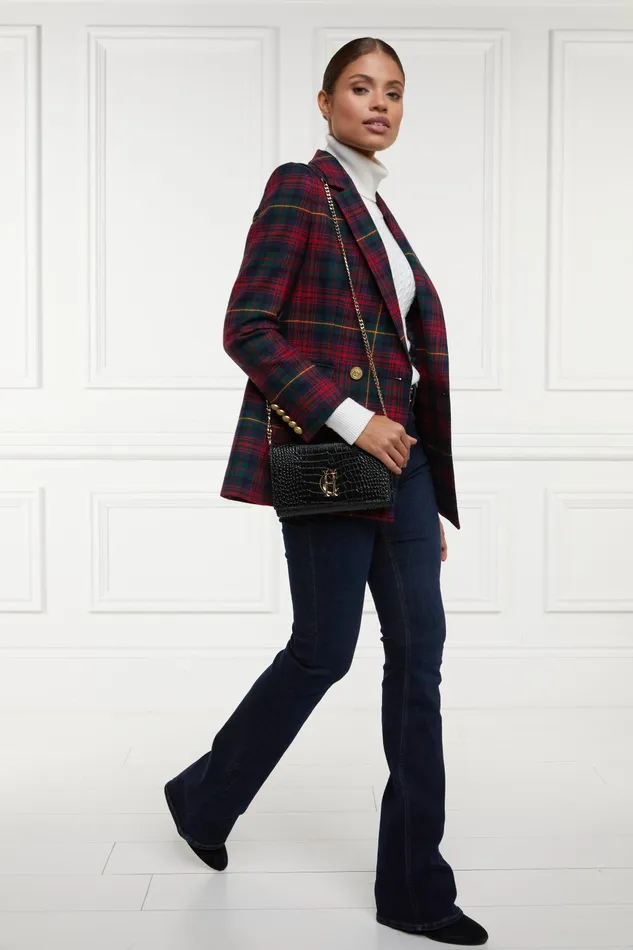 Holland Cooper Tailoring Women Double Breasted Blazer Logan Tartan