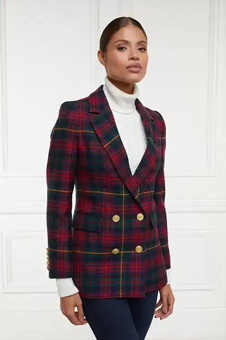 Holland Cooper Tailoring Women Double Breasted Blazer Logan Tartan