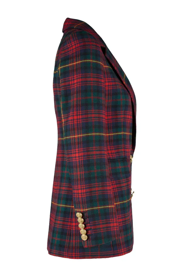 Holland Cooper Tailoring Women Double Breasted Blazer Logan Tartan