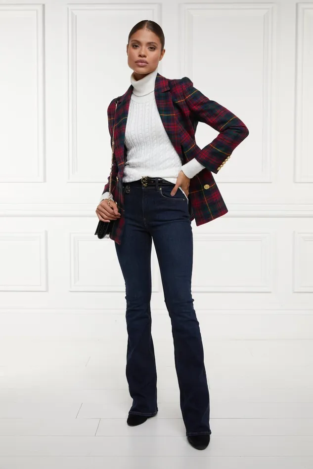 Holland Cooper Tailoring Women Double Breasted Blazer Logan Tartan