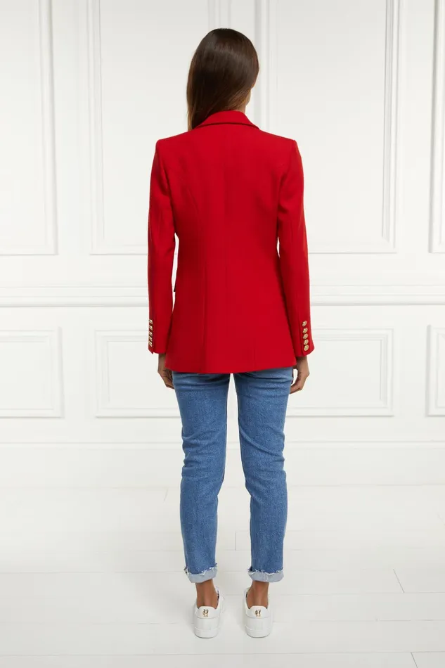 Holland Cooper Tailoring Women Double Breasted Blazer Red Barathea