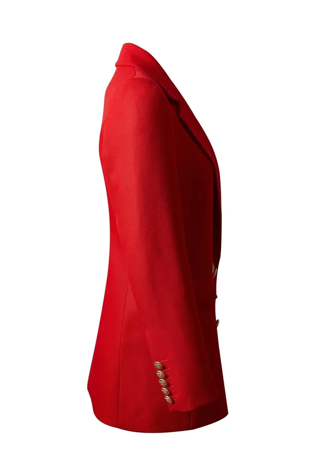 Holland Cooper Tailoring Women Double Breasted Blazer Red Barathea