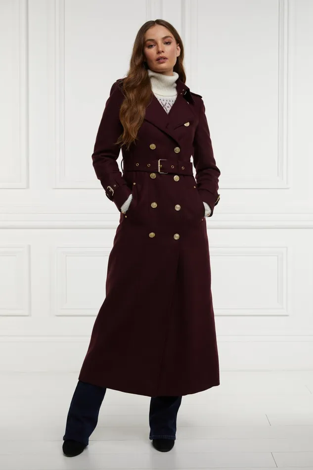 Holland Cooper Tailoring Women Full Length Marlborough Trench Coat Mulberry