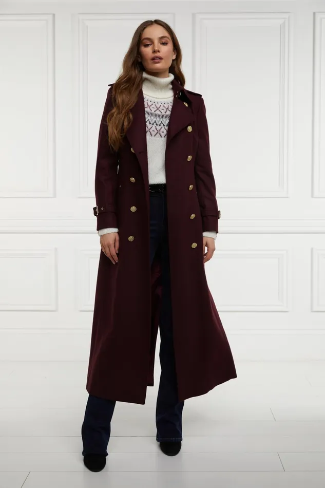 Holland Cooper Tailoring Women Full Length Marlborough Trench Coat Mulberry
