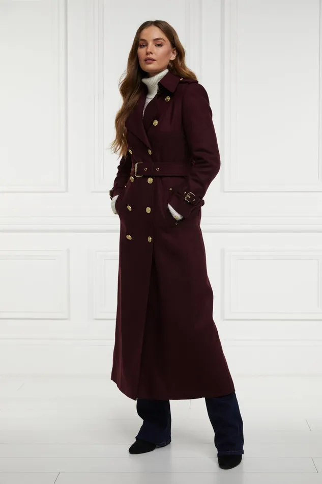 Holland Cooper Tailoring Women Full Length Marlborough Trench Coat Mulberry