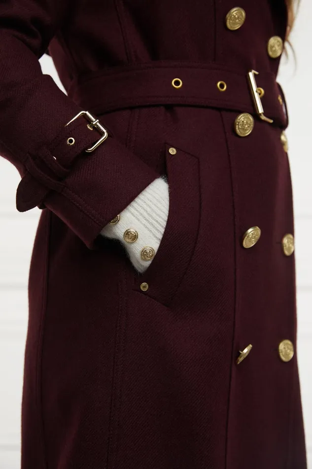 Holland Cooper Tailoring Women Full Length Marlborough Trench Coat Mulberry