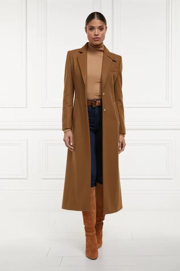 Holland Cooper Tailoring Women Full Length Regency Coat Dark Camel