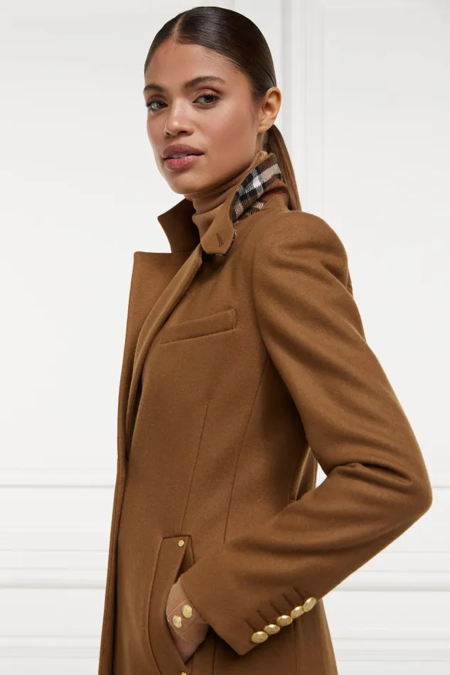 Holland Cooper Tailoring Women Full Length Regency Coat Dark Camel