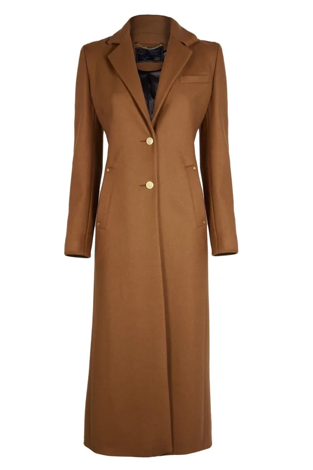 Holland Cooper Tailoring Women Full Length Regency Coat Dark Camel