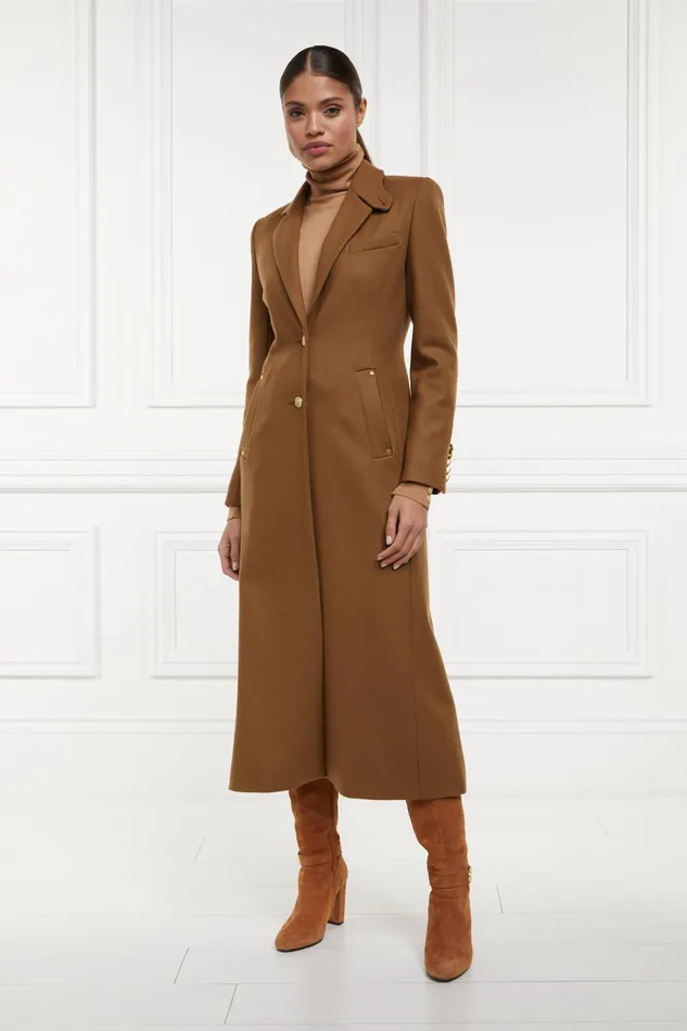 Holland Cooper Tailoring Women Full Length Regency Coat Dark Camel
