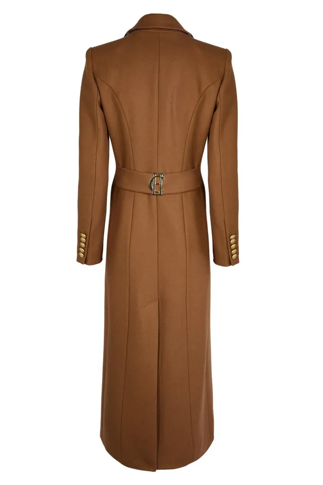 Holland Cooper Tailoring Women Full Length Regency Coat Dark Camel