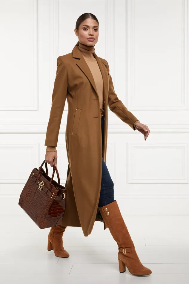 Holland Cooper Tailoring Women Full Length Regency Coat Dark Camel