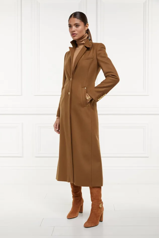 Holland Cooper Tailoring Women Full Length Regency Coat Dark Camel