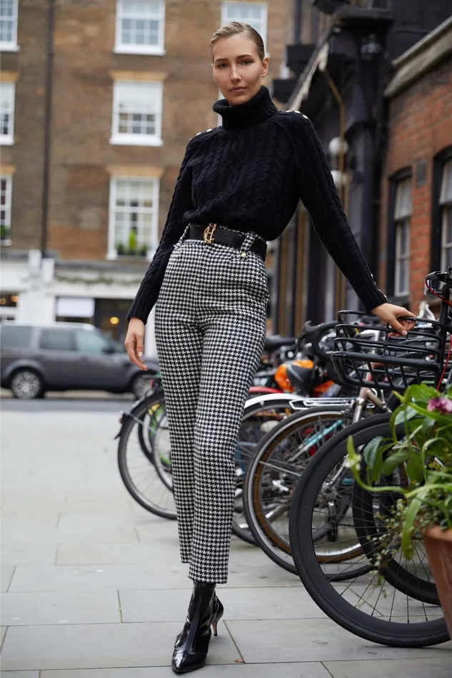 Holland Cooper Tailoring Women High Waisted Peg Trouser Houndstooth