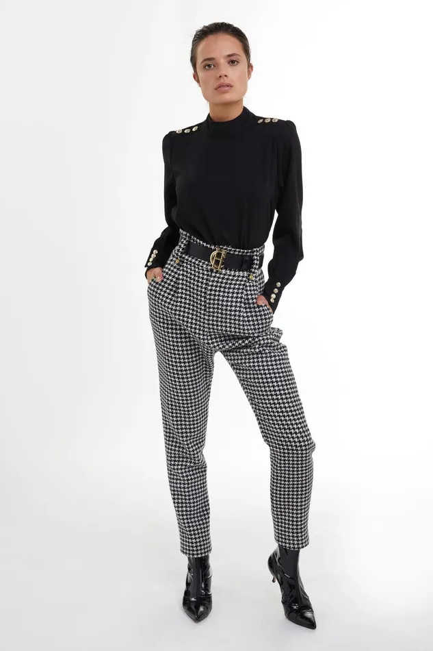Holland Cooper Tailoring Women High Waisted Peg Trouser Houndstooth Holland Cooper Tailoring Women High Waisted Peg Trouser Houndstooth