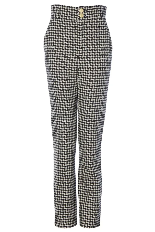 Holland Cooper Tailoring Women High Waisted Peg Trouser Houndstooth Holland Cooper Tailoring Women High Waisted Peg Trouser Houndstooth