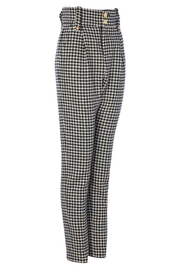 Holland Cooper Tailoring Women High Waisted Peg Trouser Houndstooth Holland Cooper Tailoring Women High Waisted Peg Trouser Houndstooth