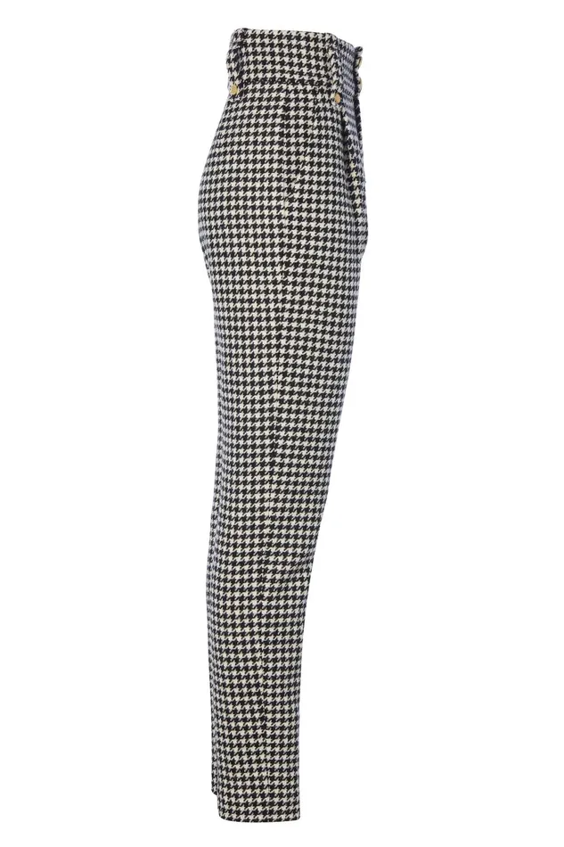 Holland Cooper Tailoring Women High Waisted Peg Trouser Houndstooth Holland Cooper Tailoring Women High Waisted Peg Trouser Houndstooth