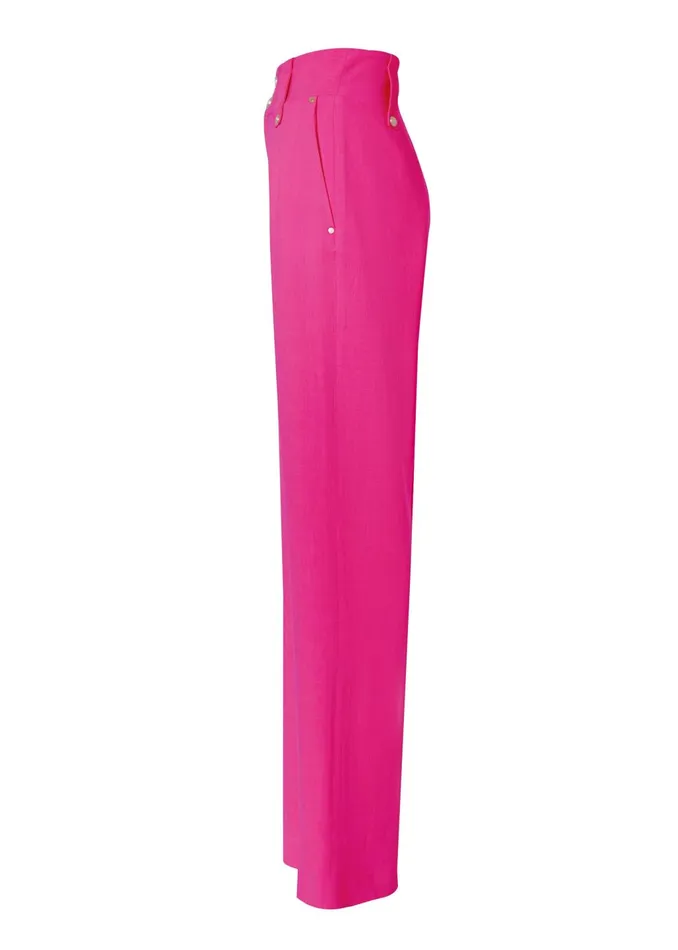 Holland Cooper Tailoring Women High Waisted Straight Trouser Hot Pink Linen Holland Cooper Tailoring Women High Waisted Straight Trouser Hot Pink Linen
