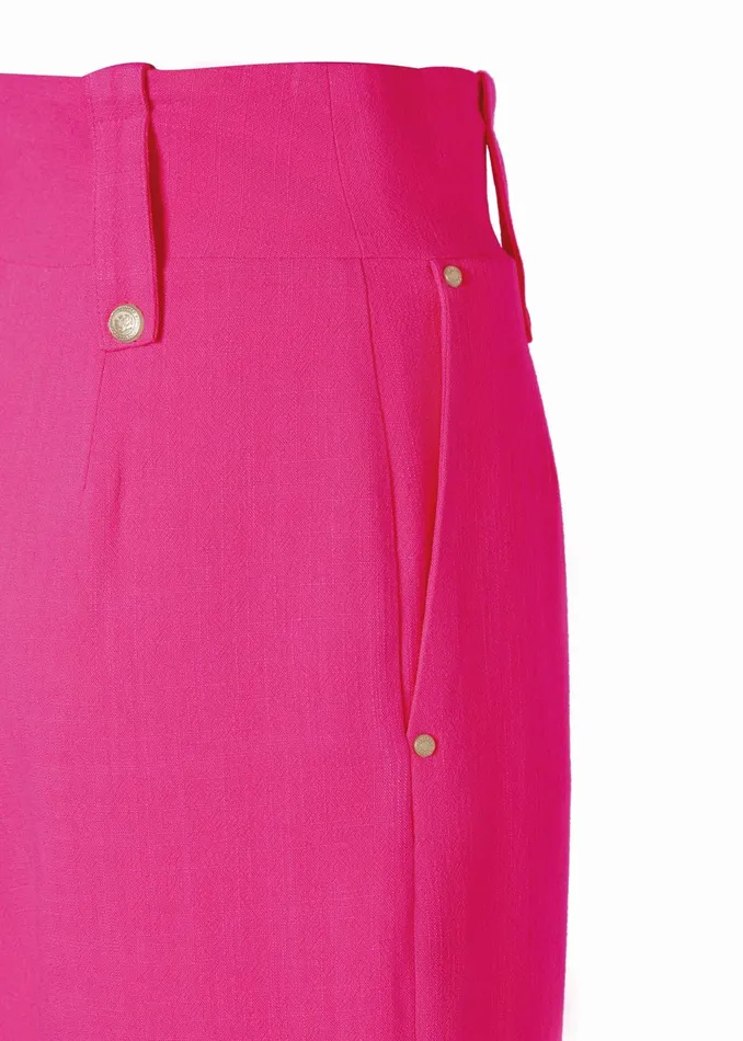 Holland Cooper Tailoring Women High Waisted Straight Trouser Hot Pink Linen Holland Cooper Tailoring Women High Waisted Straight Trouser Hot Pink Linen