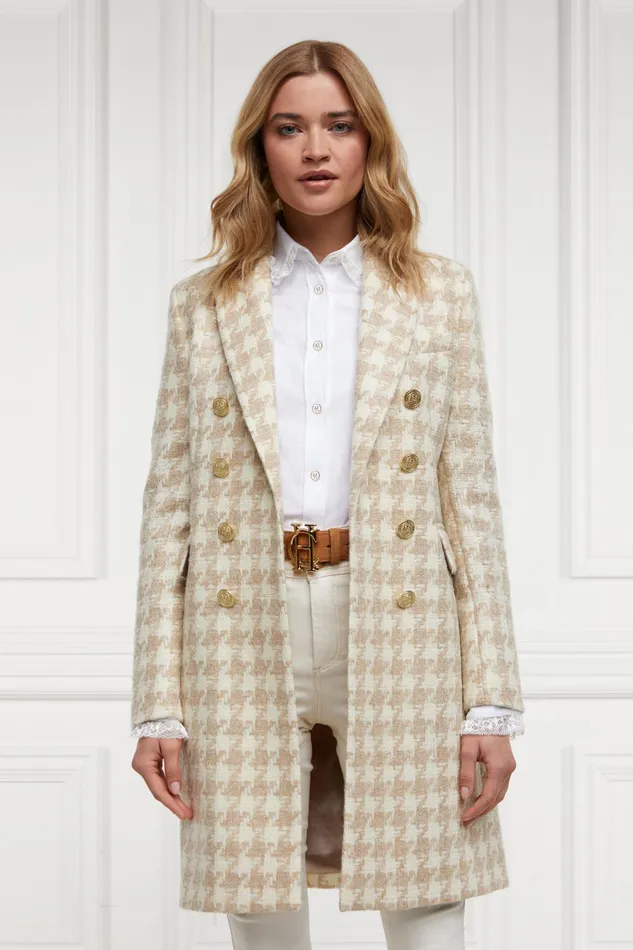 Holland Cooper Tailoring Women Knightsbridge Coat Camel Houndstooth