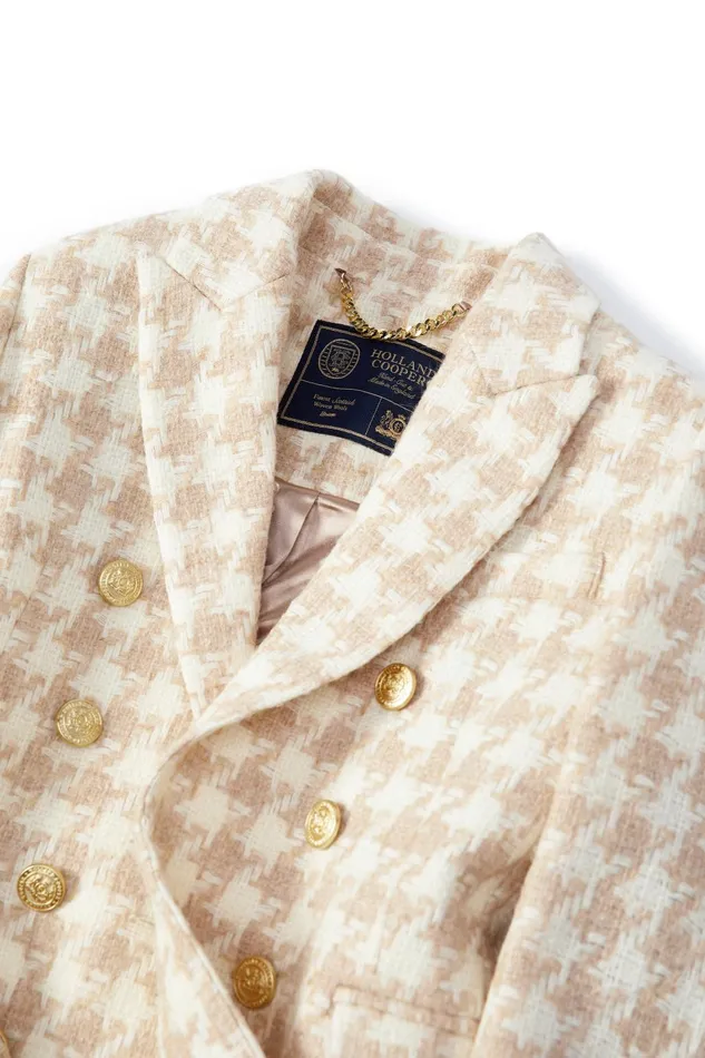 Holland Cooper Tailoring Women Knightsbridge Coat Camel Houndstooth