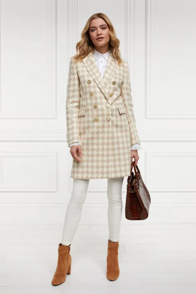 Holland Cooper Tailoring Women Knightsbridge Coat Camel Houndstooth