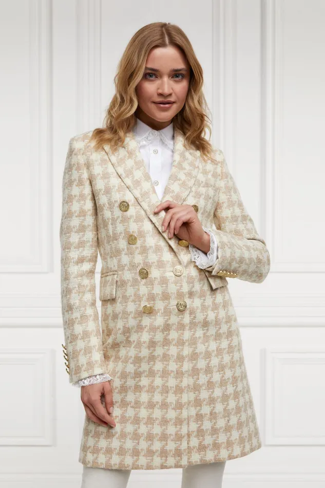 Holland Cooper Tailoring Women Knightsbridge Coat Camel Houndstooth