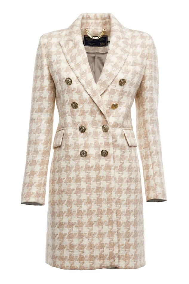 Holland Cooper Tailoring Women Knightsbridge Coat Camel Houndstooth