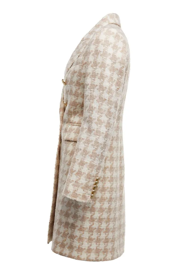 Holland Cooper Tailoring Women Knightsbridge Coat Camel Houndstooth