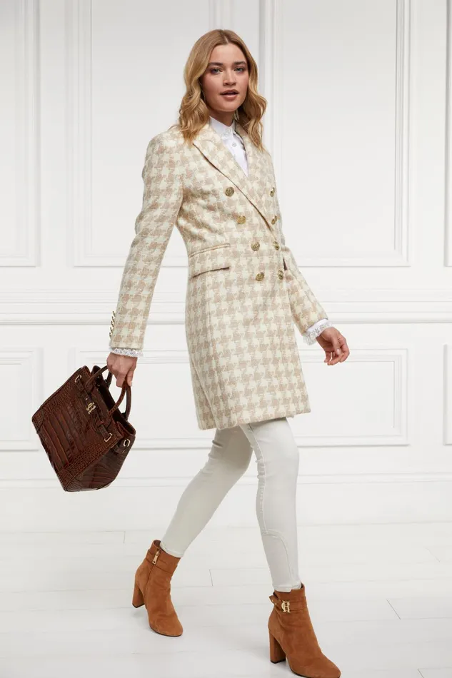 Holland Cooper Tailoring Women Knightsbridge Coat Camel Houndstooth
