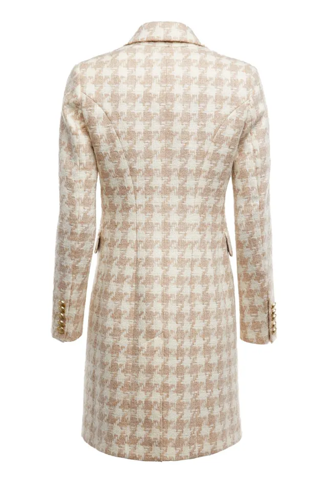 Holland Cooper Tailoring Women Knightsbridge Coat Camel Houndstooth