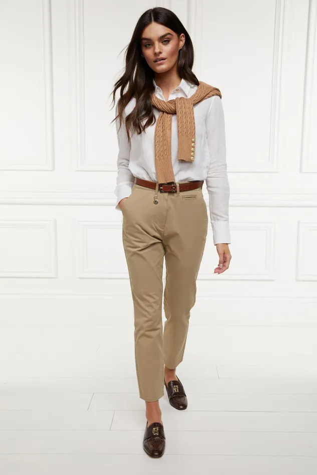Holland Cooper Trousers Women Arnesby Chino Stone Holland Cooper Trousers Women Arnesby Chino Stone