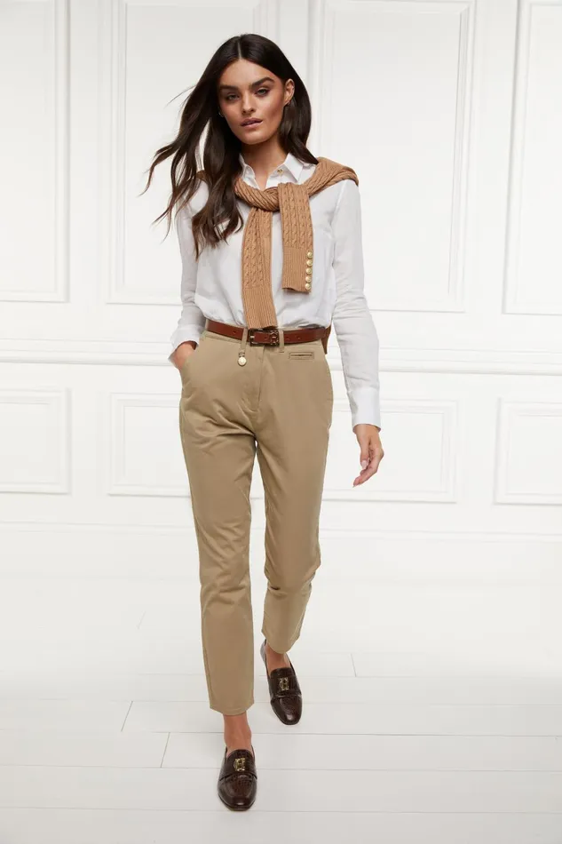 Holland Cooper Trousers Women Arnesby Chino Stone Holland Cooper Trousers Women Arnesby Chino Stone