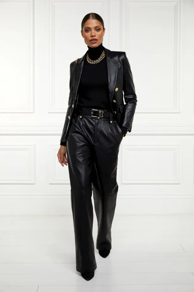 Holland Cooper Trousers Women High Waisted Faux Leather Trouser Black Holland Cooper Trousers Women High Waisted Faux Leather Trouser Black
