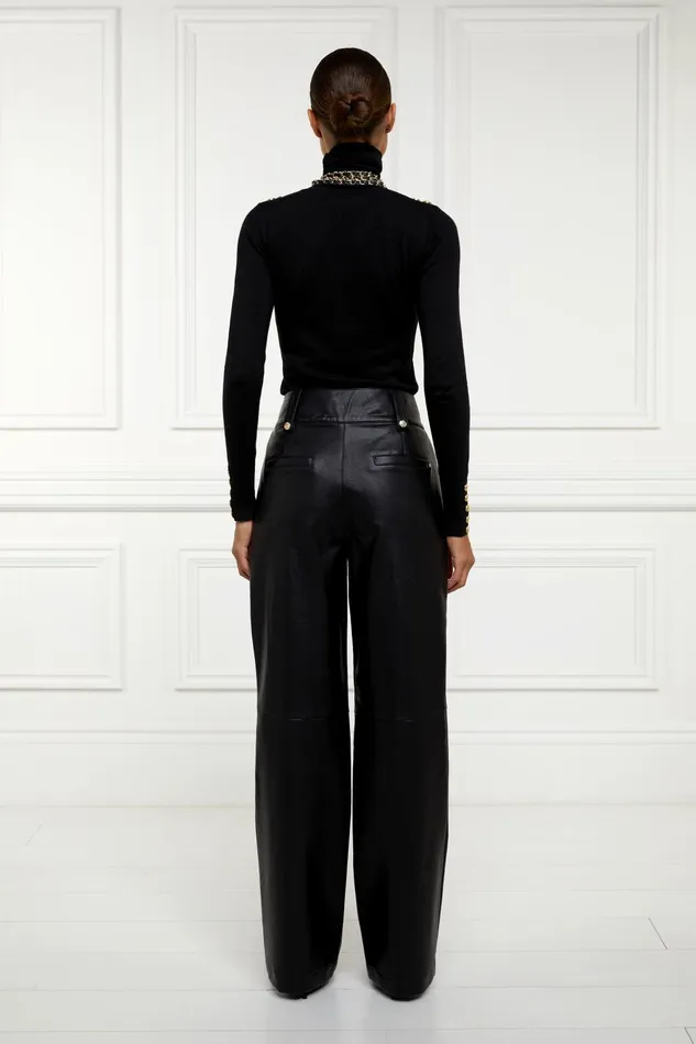 Holland Cooper Trousers Women High Waisted Faux Leather Trouser Black Holland Cooper Trousers Women High Waisted Faux Leather Trouser Black