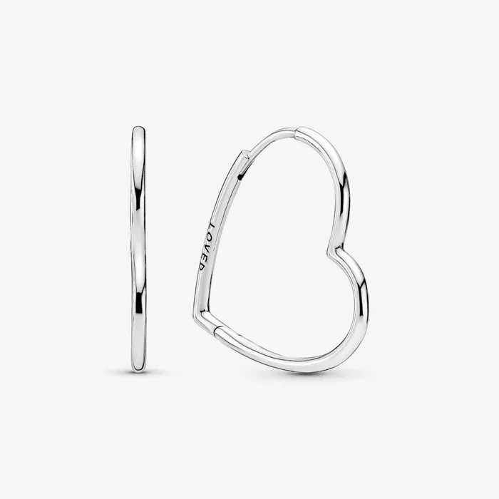 Hoop Earrings Women Pandora Asymmetrical Heart Hoop Earrings