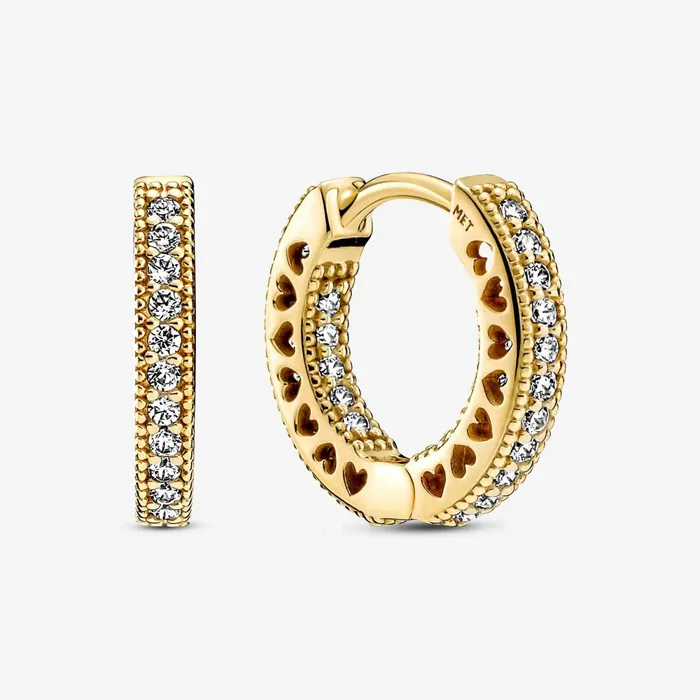 Hoop Earrings Women Pandora Pav Heart Hoop Earrings Gold Plated