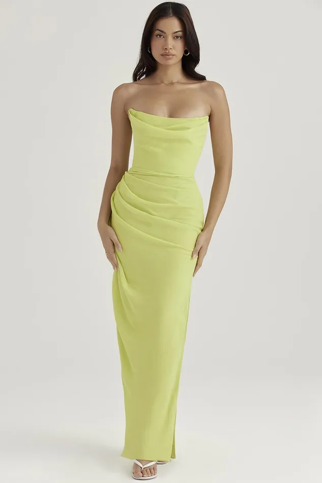 House Of CB AdrienneLime Strapless Gown 8211 SALE Lime Women Corset Dresses