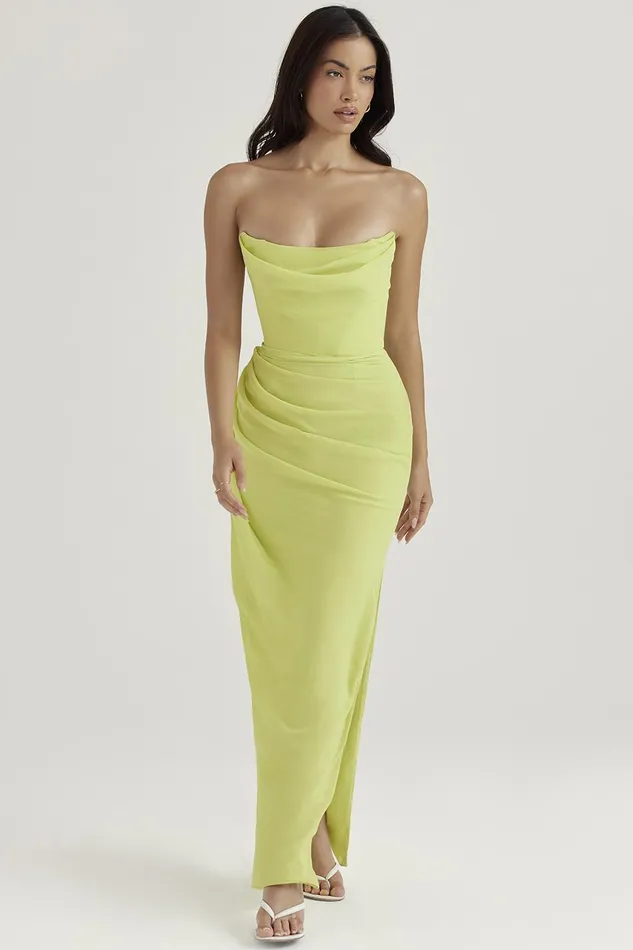 House Of CB AdrienneLime Strapless Gown 8211 SALE Lime Women Corset Dresses