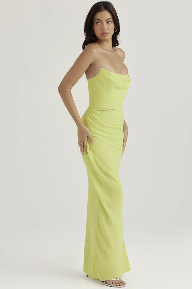 House Of CB AdrienneLime Strapless Gown 8211 SALE Lime Women Corset Dresses
