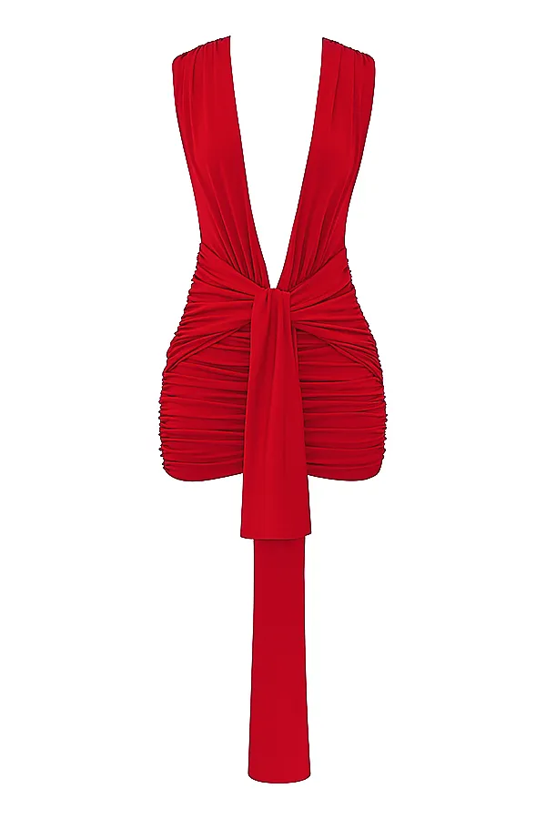 House Of CB AlizaCherry Gathered Mini Dress 8211 SALE Cherry Women Mini Dresses