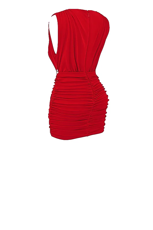 House Of CB AlizaCherry Gathered Mini Dress 8211 SALE Cherry Women Mini Dresses