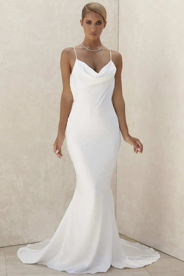 House Of CB AurelieIvory Draped Back Bridal Gown 8211 Limited Edition Ivory Women Maxi Dresses