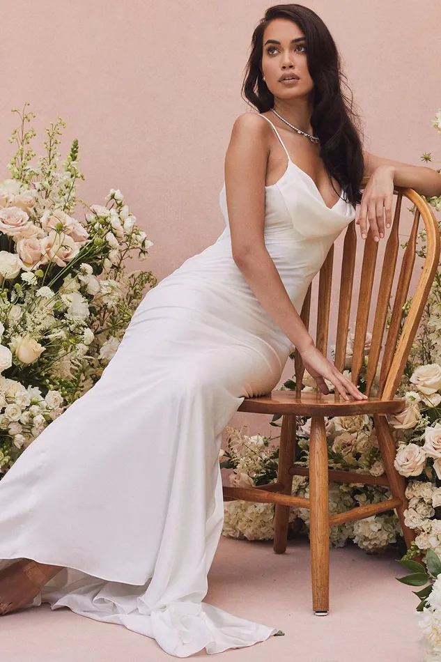 House Of CB AurelieIvory Draped Back Bridal Gown 8211 Limited Edition Ivory Women Maxi Dresses