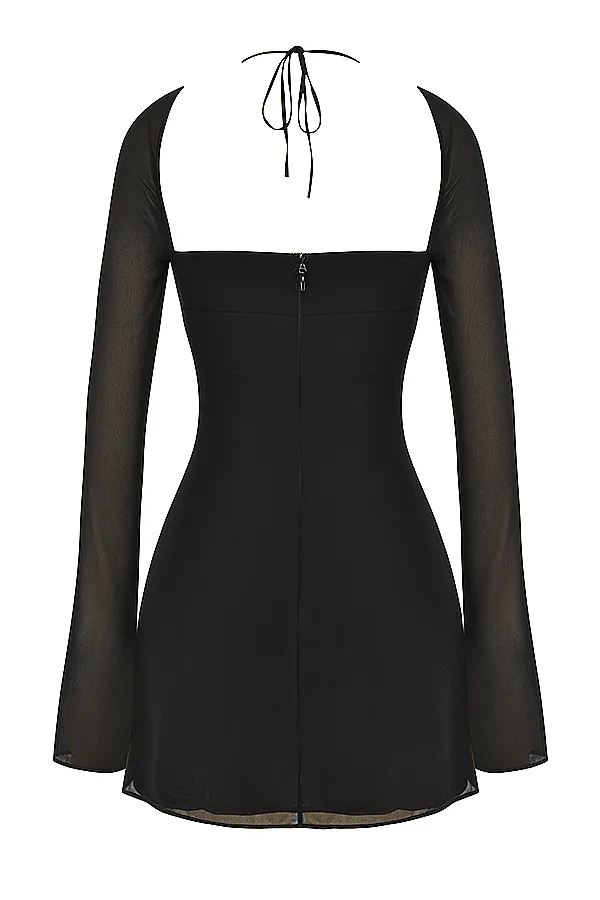House Of CB BabyDollBlack Chiffon Halter Mini Dress 8211 SALE Black Women Mini Dresses