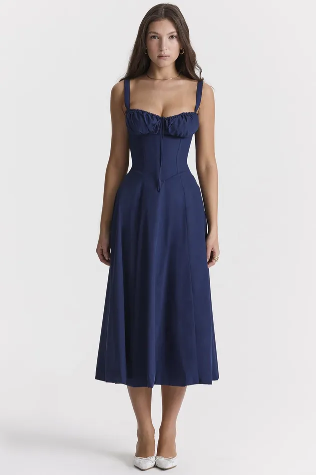 House Of CB CarmenFrench Navy Bustier Sundress French Women Corset Dresses